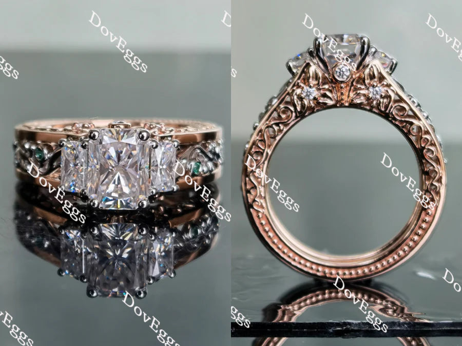 Mi amore eterno Julieann hard engraved vintage engagement ring only semi-mount only(Exclusively to DovEggs Stones)