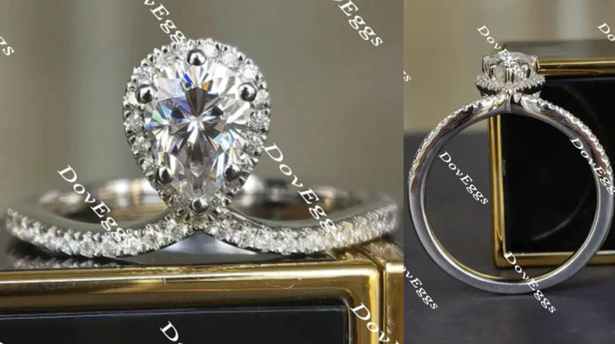 DovEggs pave halo engagement ring semi-mount only(Exclusively to DovEggs Stones)