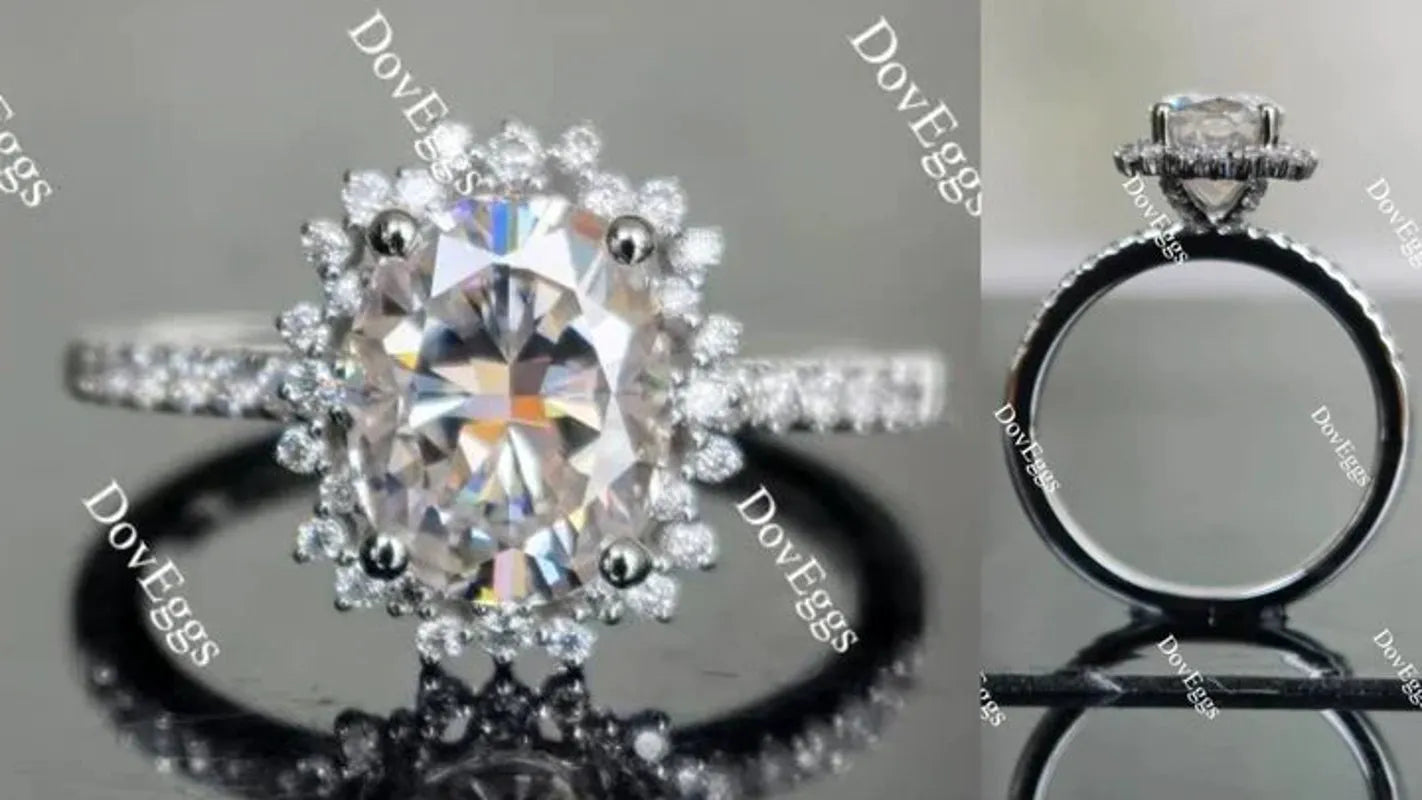 DovEggs flower shape half eternity pave engagement ring only semi-mount only(Exclusively to DovEggs Stones)