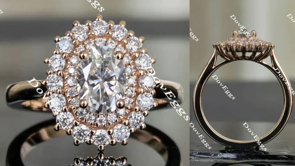 The Persephone flower shape halo engagement ring semi-mount only(Exclusively to DovEggs Stones)