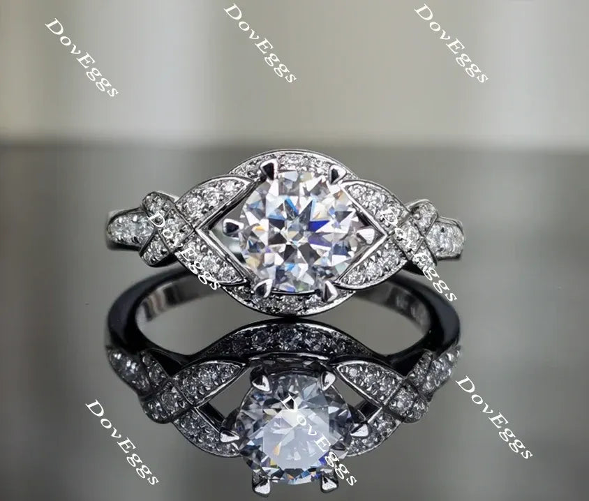 DovEggs pave art deco engagement ring only semi-mount only(Exclusively to DovEggs Stones)