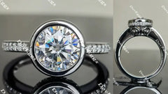 DovEggs half eternity pave bezel engagement ring semi-mount only(Exclusively to DovEggs Stones)