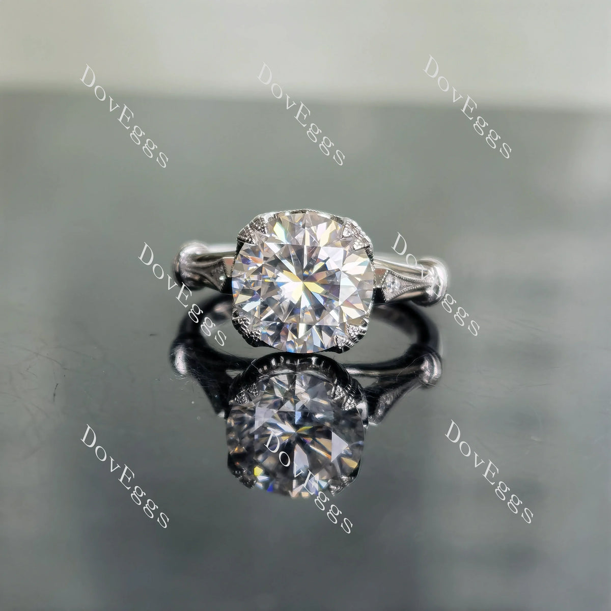 Pave lab diamond engagement ring set semi-mount only(Exclusively to DovEggs Stones)