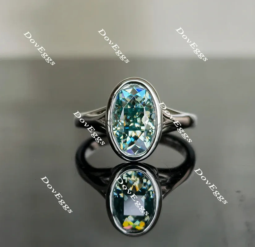 Doveggs bezel art deco solitaire engagement ring semi-mount only(Exclusively to DovEggs Stones)
