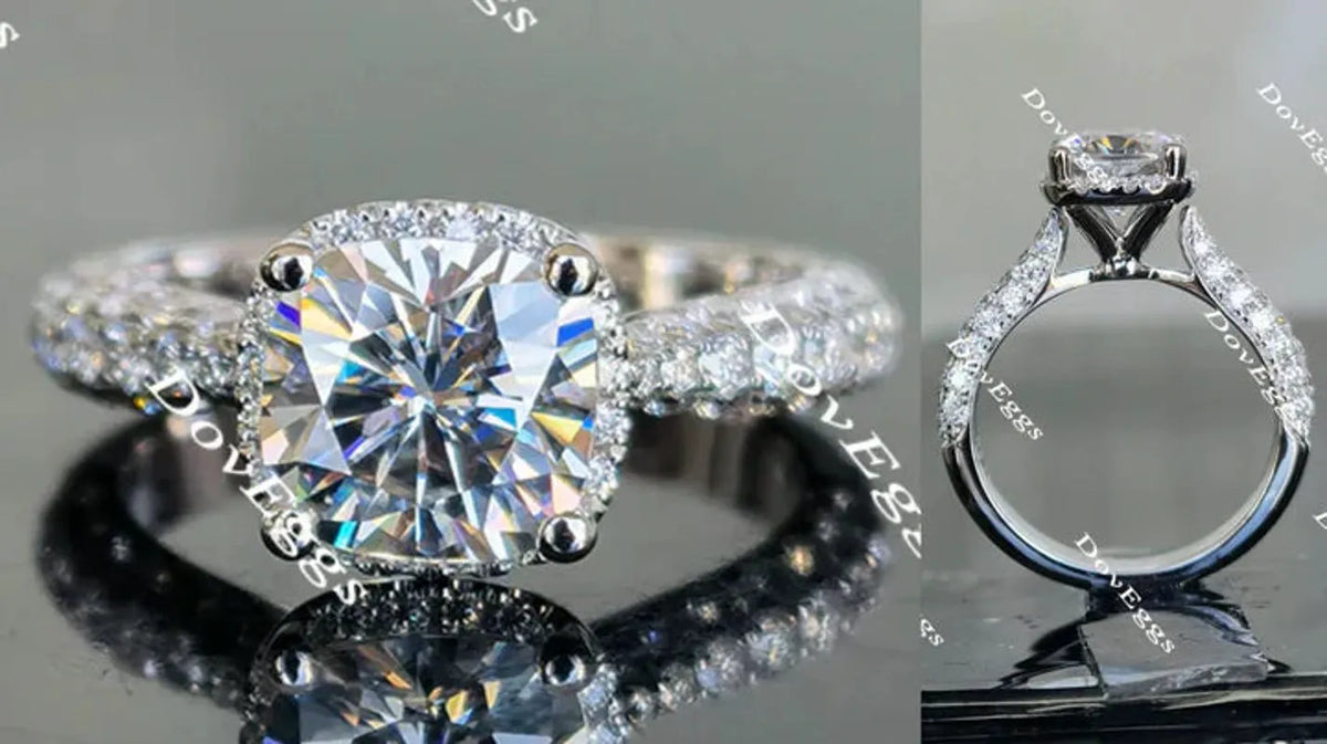 DovEggs pave halo engagement ring semi-mount only(Exclusively to DovEggs Stones)