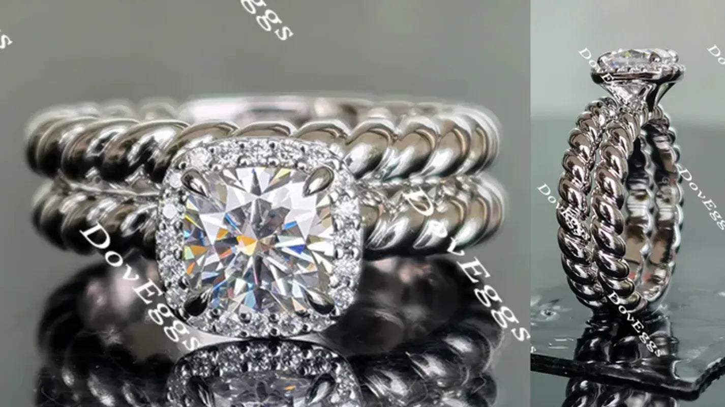 Doveggs halo art deco engagement ring only semi-mount only(Exclusively to DovEggs Stones)