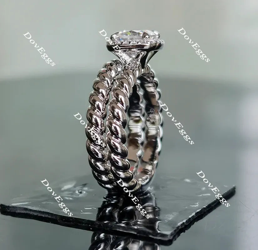 Doveggs halo art deco engagement ring only semi-mount only(Exclusively to DovEggs Stones)