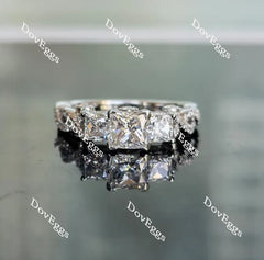 DovEggs art deco three-stone vintage engagement ring semi-mount only(Exclusively to DovEggs Stones)