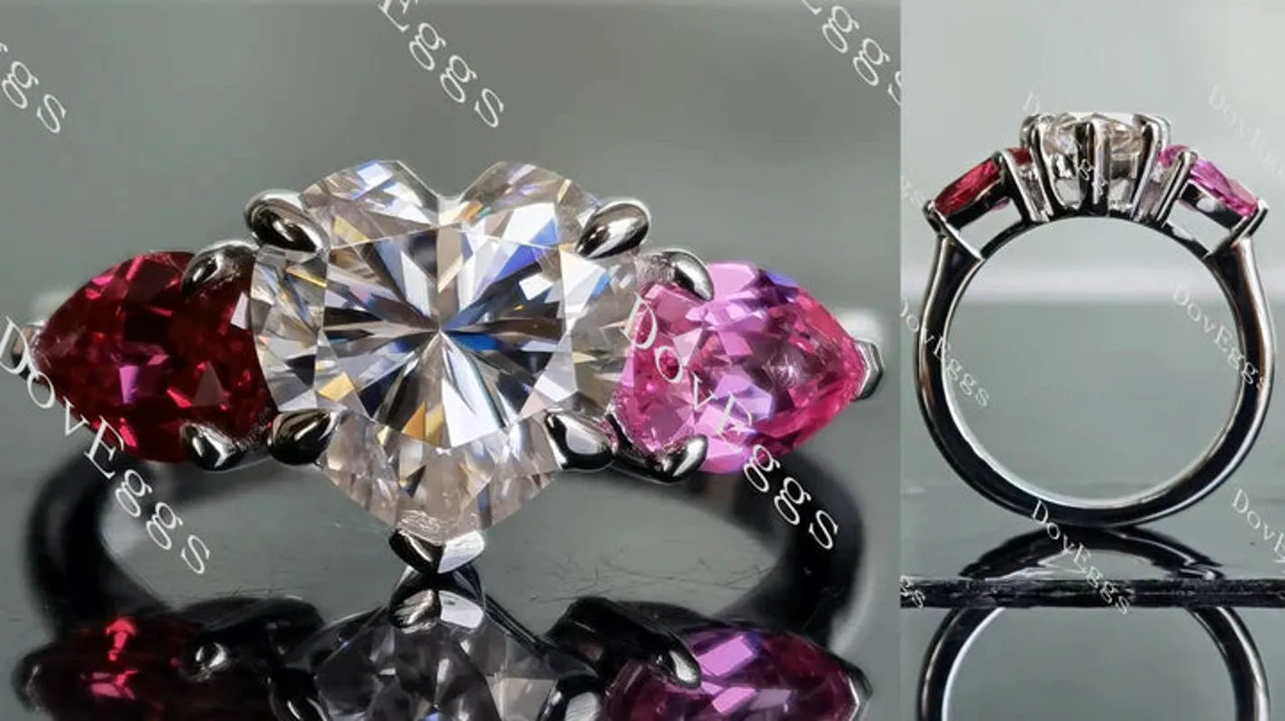 DovEggs three stone engagement ring semi-mount only(Exclusively to DovEggs Stones)