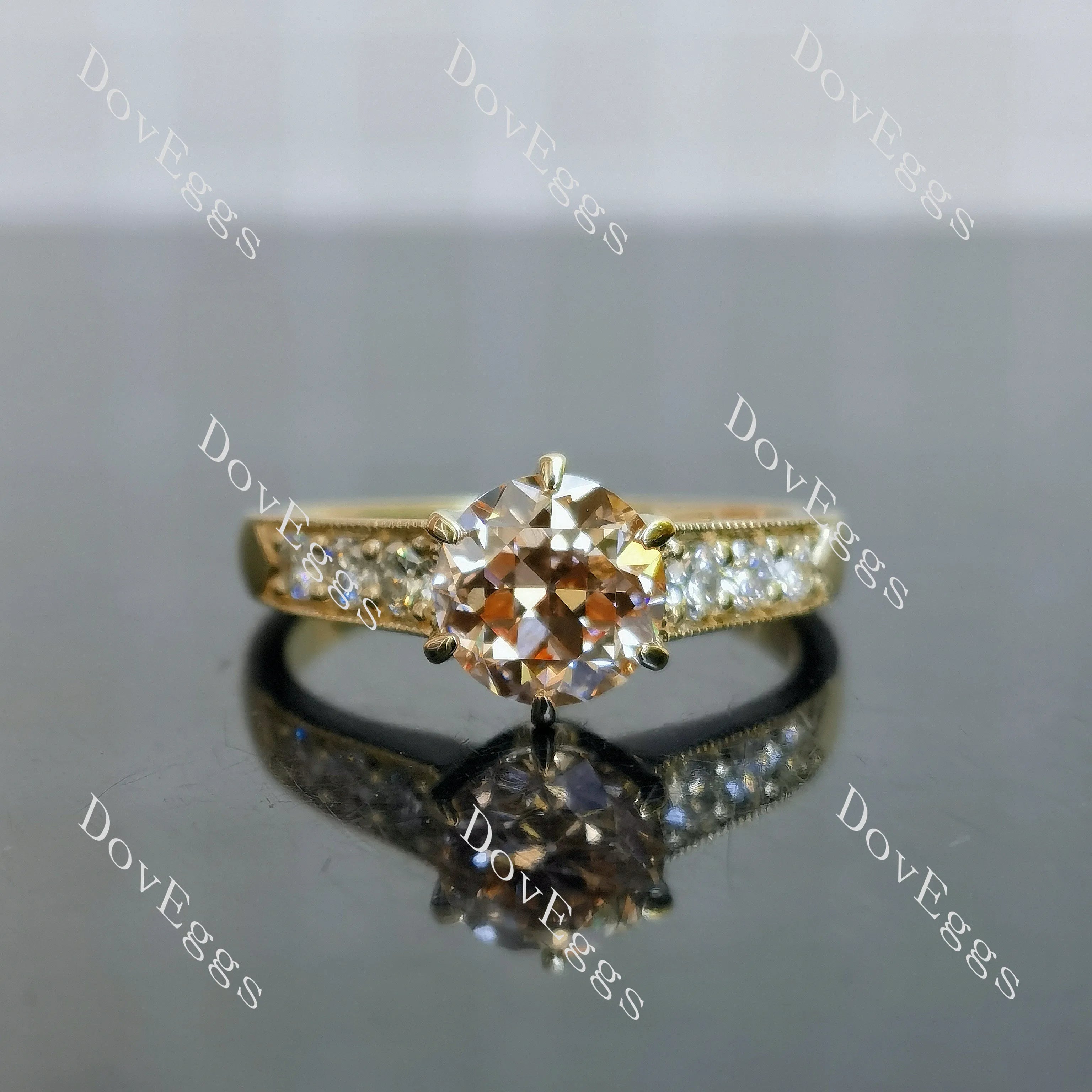Doveggs pave art deco engagement ring only semi-mount only(Exclusively to DovEggs Stones)