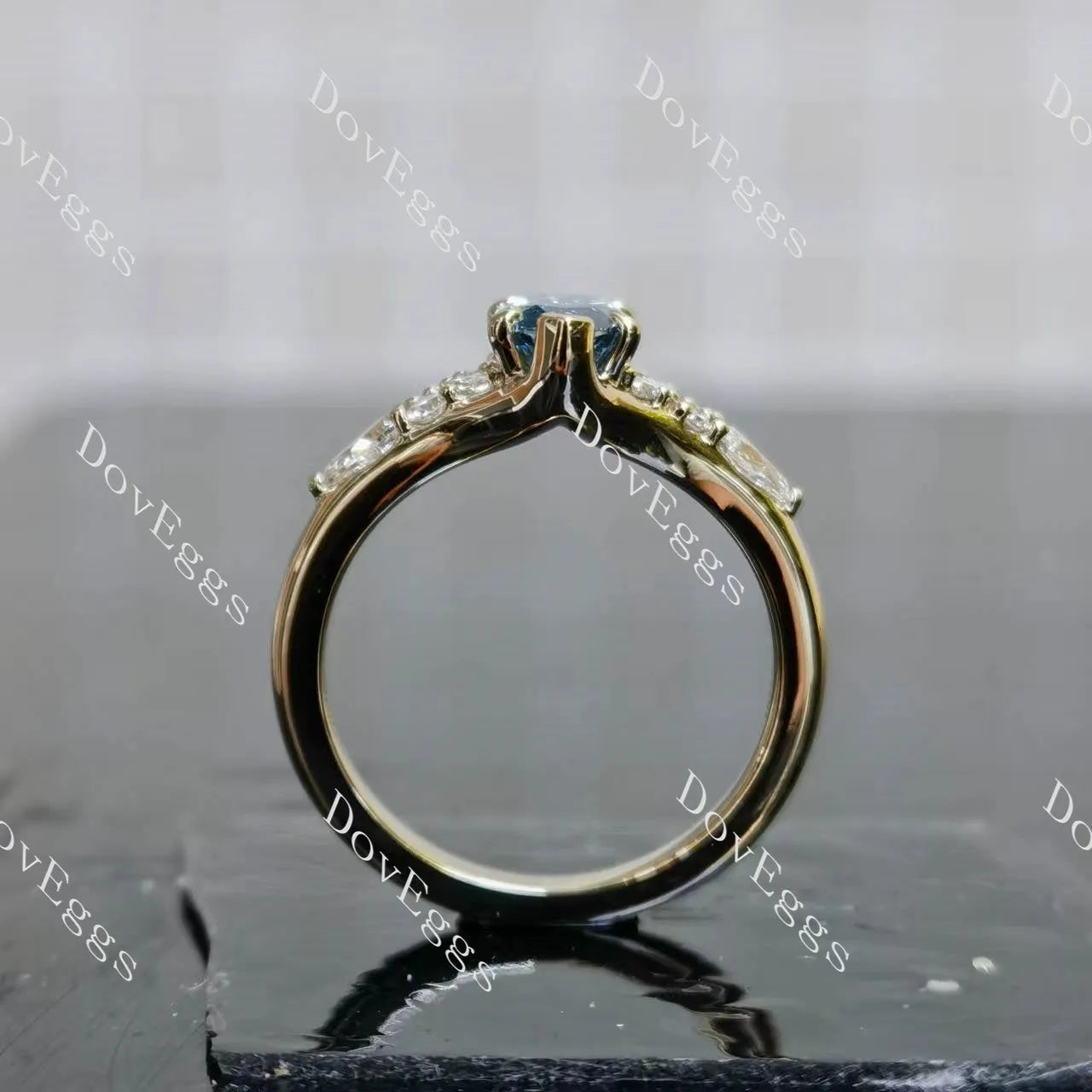 Harley side stones vintage engagement ring only semi-mount only(Exclusively to DovEggs Stones)