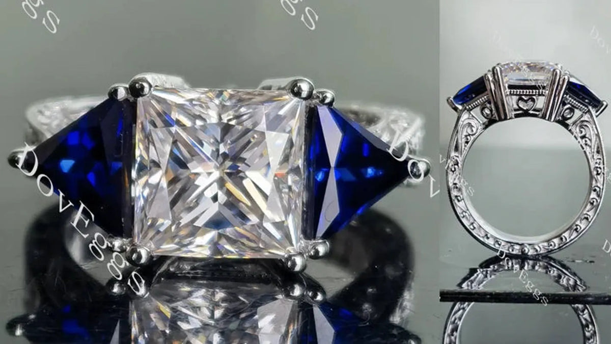 The Monica three stones engagement ring only semi-mount only(Exclusively to DovEggs Stones)