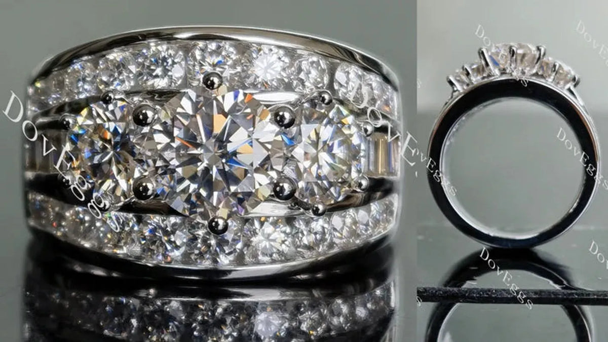 Doveggs three stones channel set engagement ring only semi-mount only(Exclusively to DovEggs Stones)
